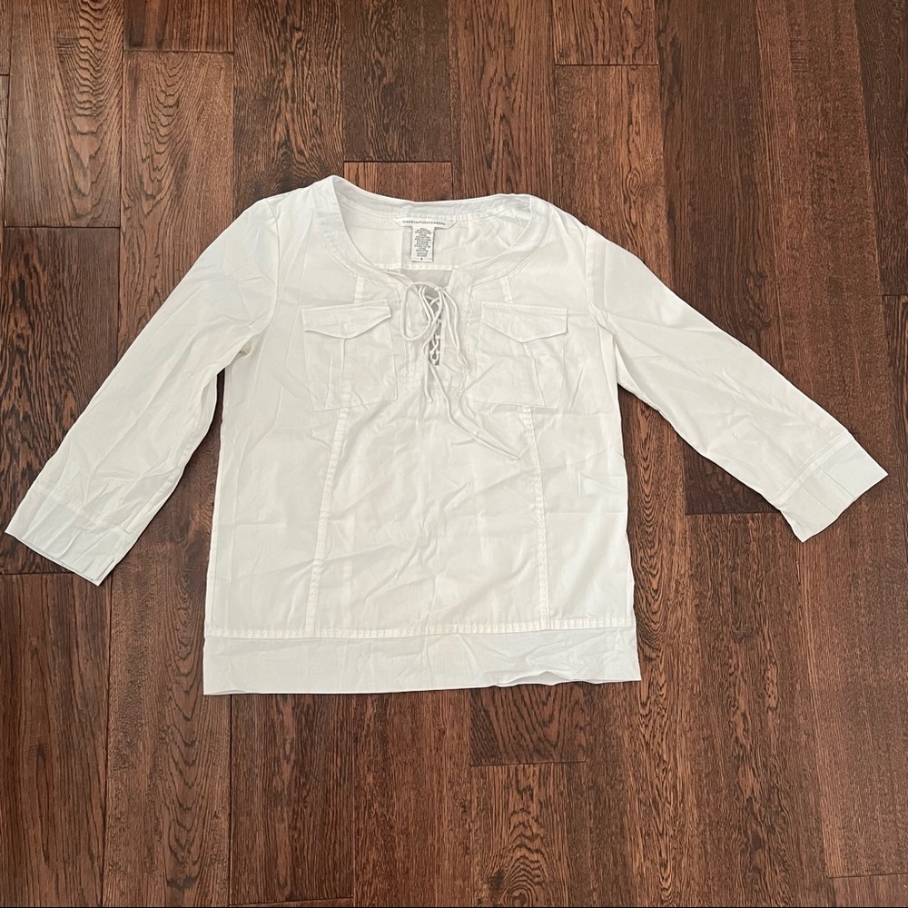 DvF - Laced White Peasant Blouse - Sz 6